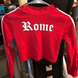 Red long sleeve crop top from SHEIN